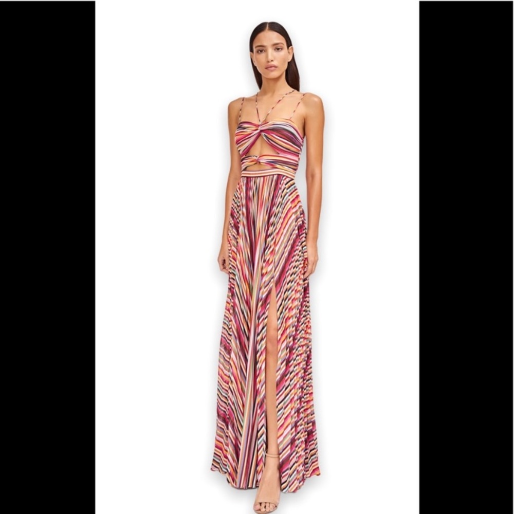 AMUR Lana Cutout Bodice Pleated Maxi Gown